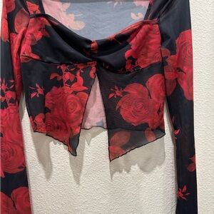 Floral Mesh Long Sleeve Top